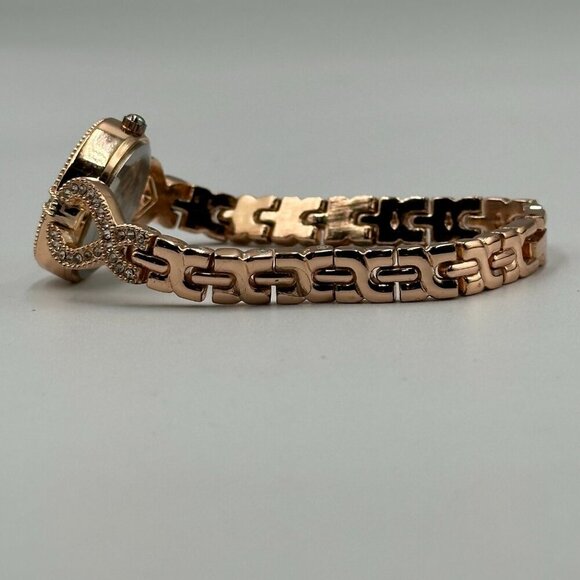 3/$30 Crystal Link Watch Women Rose Gold Tone Round Dial Working 7 in - Picture 8 of 14